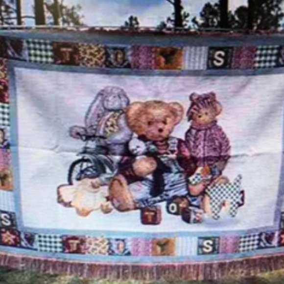🔵 NEW & Vintage - Baby Toys Animal Woven Tapestry Throw Blanket Afghan - Rare - Picture 3 of 4